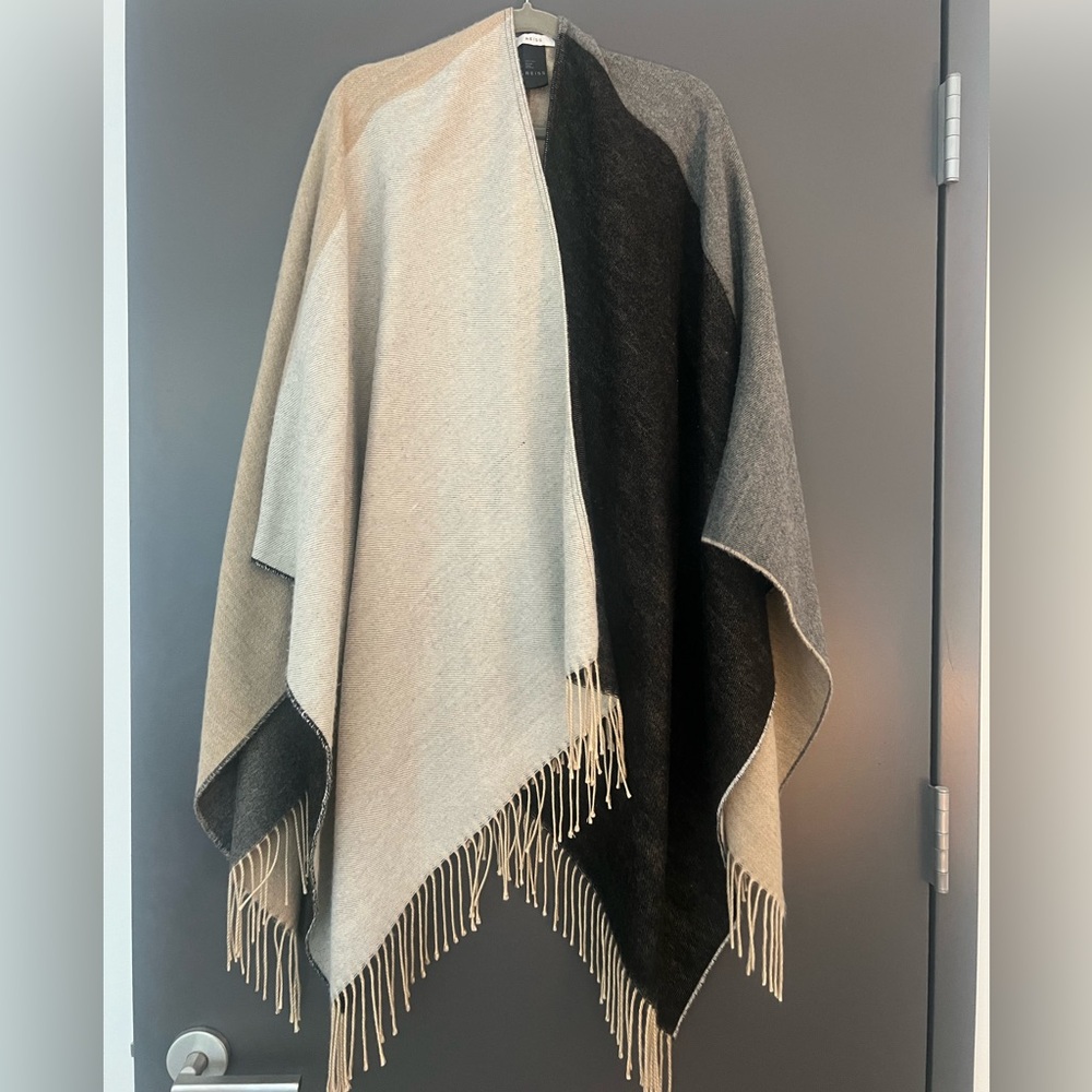 Reiss Beige Grey Black Multicolour Poncho Cape One-Size